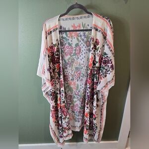 Floral Sheer Kimono Womens One Size